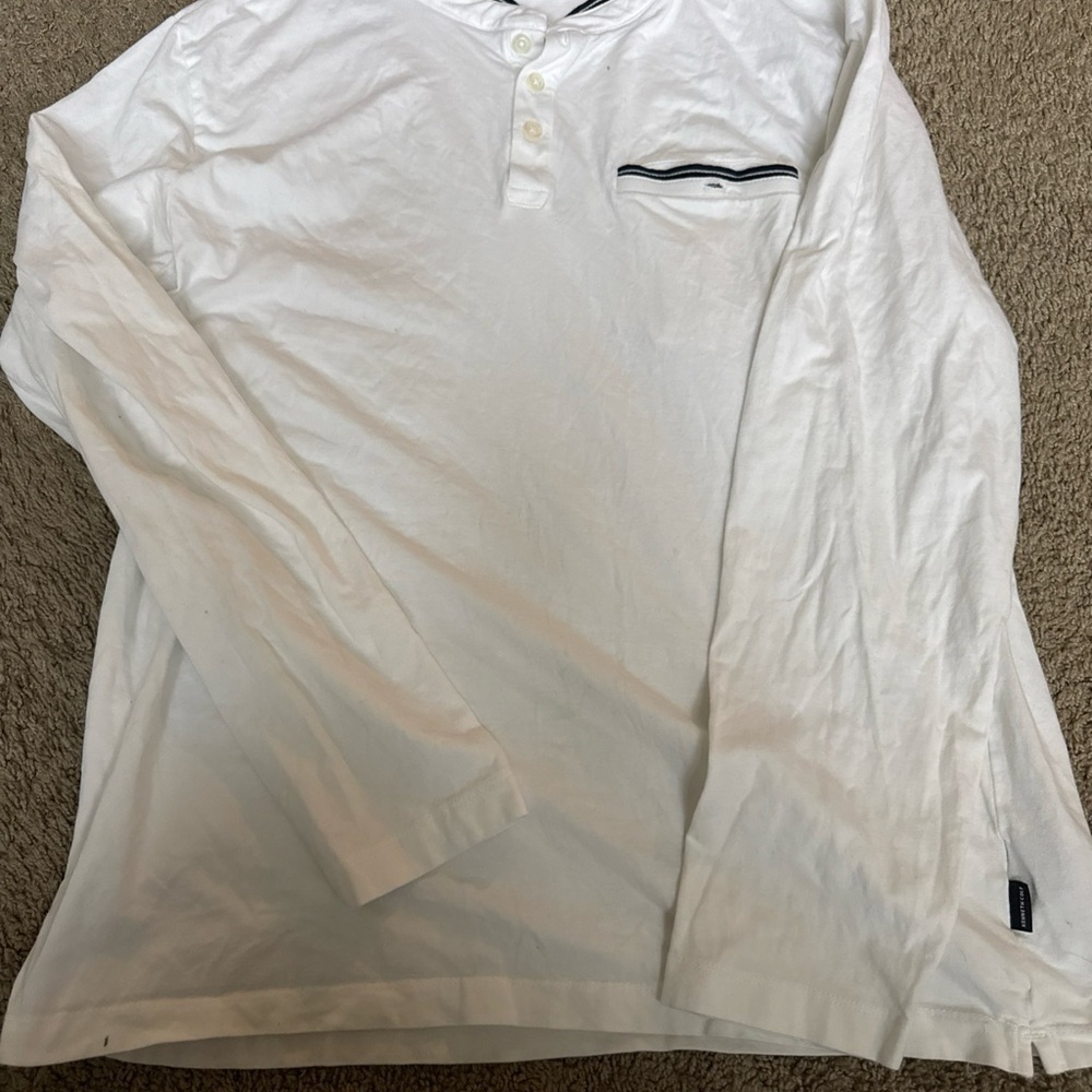 Kenneth Cole White Long Sleeve Henley Shirt